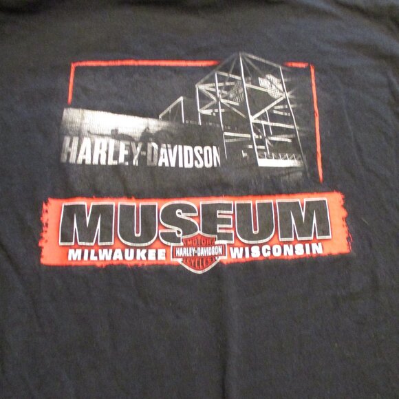 Harley Davidson Museum Men Large Black Red White Graphic Long Sleeve Shirt - Picture 8 of 12
